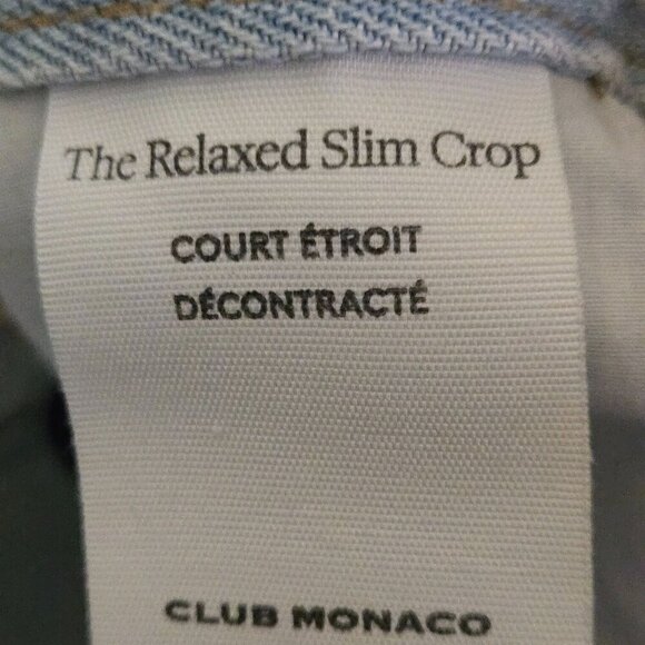 Club Monaco Relaxed Slim Cropped Jeans Antique Blue Wash Size 27 - Picture 8 of 9